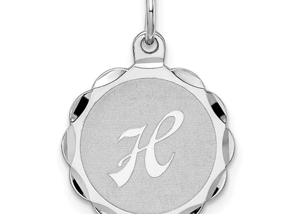 Sterling Silver Rhodium-plated Brocaded Letter Initial Charm (Small)