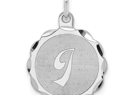Sterling Silver Rhodium-plated Brocaded Letter Initial Charm (Small)