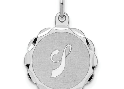 Sterling Silver Rhodium-plated Brocaded Letter Initial Charm (Small)