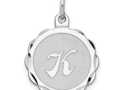Sterling Silver Rhodium-plated Brocaded Letter Initial Charm (Small)