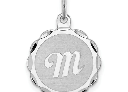 Sterling Silver Rhodium-plated Brocaded Letter Initial Charm (Small)