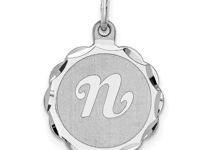 Sterling Silver Rhodium-plated Brocaded Letter Initial Charm (Small)