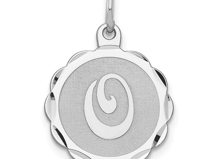Sterling Silver Rhodium-plated Brocaded Letter Initial Charm (Small)
