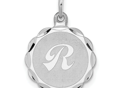Sterling Silver Rhodium-plated Brocaded Letter Initial Charm (Small)