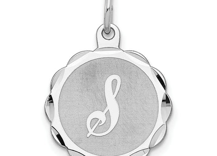 Sterling Silver Rhodium-plated Brocaded Letter Initial Charm (Small)
