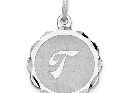 Sterling Silver Rhodium-plated Brocaded Letter Initial Charm (Small)