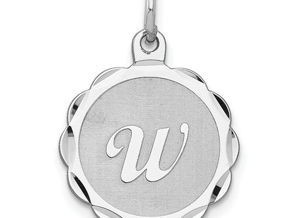 Sterling Silver Rhodium-plated Brocaded Letter Initial Charm (Small)