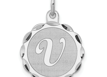 Sterling Silver Rhodium-plated Brocaded Letter Initial Charm (Small)