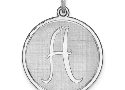 Sterling Silver Rhodium-plated Brocaded Letter A Initial Charm