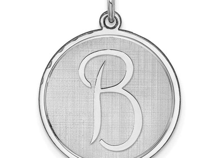 Sterling Silver Rhodium-plated Brocaded Letter B Initial Charm
