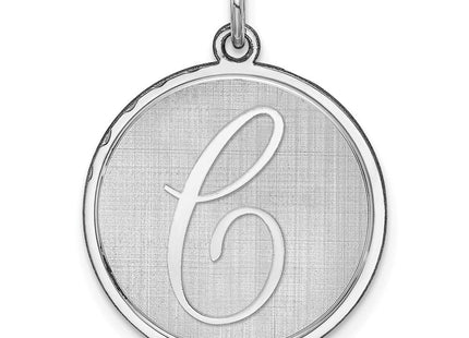 Sterling Silver Rhodium-plated Brocaded Letter C Initial Charm