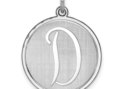 Sterling Silver Rhodium-plated Brocaded Letter Initial Charm (Large)