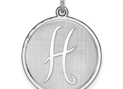 Sterling Silver Rhodium-plated Brocaded Letter Initial Charm (Large)