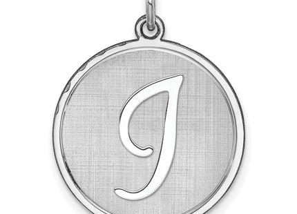 Sterling Silver Rhodium-plated Brocaded Letter Initial Charm (Large)