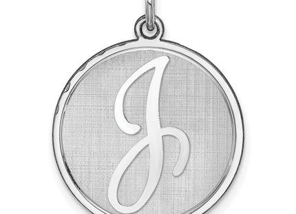 Sterling Silver Rhodium-plated Brocaded Letter Initial Charm (Large)