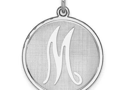 Sterling Silver Rhodium-plated Brocaded Letter Initial Charm (Large)