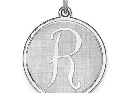 Sterling Silver Rhodium-plated Brocaded Letter Initial Charm (Large)