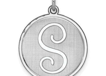 Sterling Silver Rhodium-plated Brocaded Letter Initial Charm (Large)