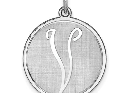 Sterling Silver Rhodium-plated Brocaded Letter Initial Charm (Large)