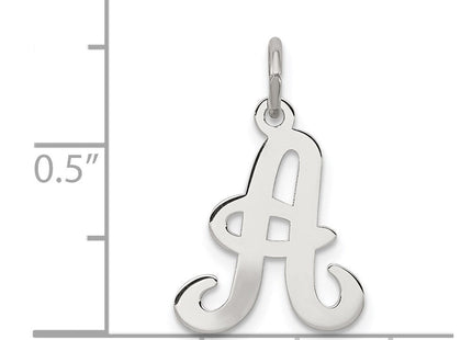 Sterling Silver Rhodium-plated Stamped Letter Initial Charm Pendant for Necklace or Bracelet (Style QC4163A)