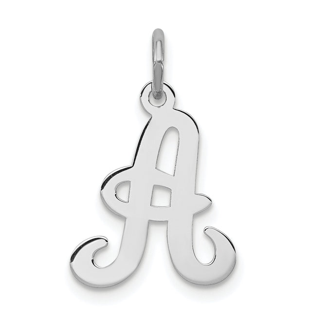 Sterling Silver Rhodium-plated Stamped Letter Initial Charm