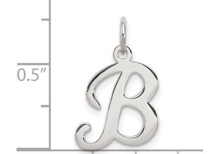 Sterling Silver Rhodium-plated Stamped Letter Initial Charm Pendant for Necklace or Bracelet (Style QC4163B)