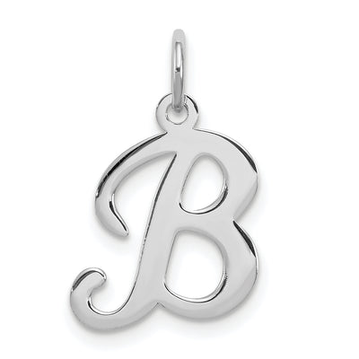 Sterling Silver Rhodium-plated Stamped Letter Initial Charm