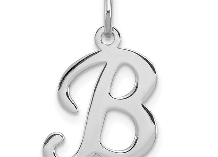 Sterling Silver Rhodium-plated Stamped Letter Initial Charm Pendant for Necklace or Bracelet (Style QC4163B)