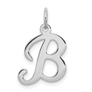 Sterling Silver Rhodium-plated Stamped Letter Initial Charm Pendant for Necklace or Bracelet (Style QC4163B)
