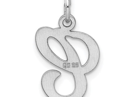 Sterling Silver Rhodium-plated Stamped Letter Initial Charm Pendant for Necklace or Bracelet (Style QC4163C)