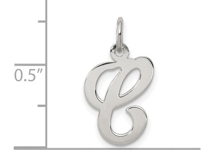 Sterling Silver Rhodium-plated Stamped Letter Initial Charm Pendant for Necklace or Bracelet (Style QC4163C)