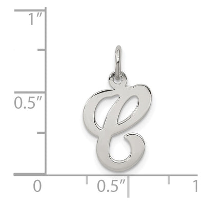 Sterling Silver Rhodium-plated Stamped Letter Initial Charm Pendant for Necklace or Bracelet, 20 x 12mm