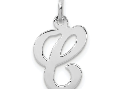 Sterling Silver Rhodium-plated Stamped Letter Initial Charm