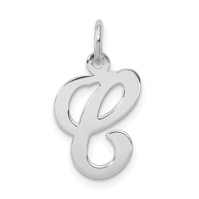 Sterling Silver Rhodium-plated Stamped Letter Initial Charm