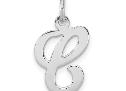 Sterling Silver Rhodium-plated Stamped Letter Initial Charm Pendant for Necklace or Bracelet (Style QC4163C)