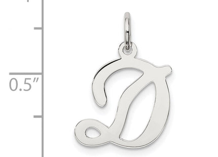 Sterling Silver Rhodium-plated Stamped Letter Initial Charm Pendant for Necklace or Bracelet (Style QC4163D)