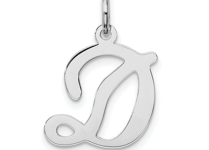 Sterling Silver Rhodium-plated Stamped Letter Initial Charm