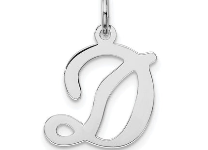 Sterling Silver Rhodium-plated Stamped Letter Initial Charm Pendant for Necklace or Bracelet (Style QC4163D)
