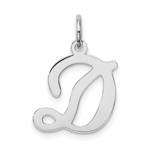 Sterling Silver Rhodium-plated Stamped Letter Initial Charm Pendant for Necklace or Bracelet (Style QC4163D)