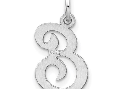 Sterling Silver Rhodium-plated Stamped Letter Initial Charm Pendant for Necklace or Bracelet (Style QC4163E)