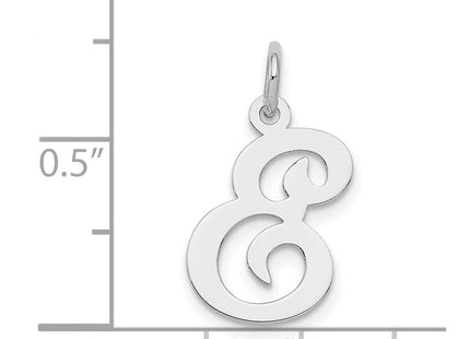 Sterling Silver Rhodium-plated Stamped Letter Initial Charm Pendant for Necklace or Bracelet (Style QC4163E)