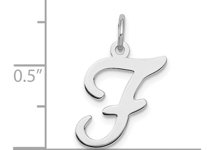 Sterling Silver Rhodium-plated Stamped Letter Initial Charm Pendant for Necklace or Bracelet (Style QC4163F)