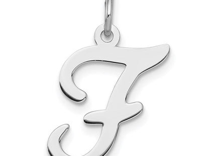 Sterling Silver Rhodium-plated Stamped Letter Initial Charm Pendant for Necklace or Bracelet (Style QC4163F)