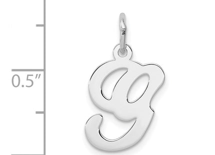 Sterling Silver Rhodium-plated Stamped Letter Initial Charm Pendant for Necklace or Bracelet (Style QC4163G)