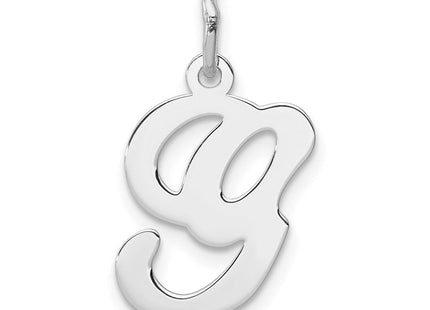Sterling Silver Rhodium-plated Stamped Letter Initial Charm Pendant for Necklace or Bracelet (Style QC4163G)