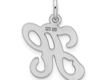 Sterling Silver Rhodium-plated Stamped Letter Initial Charm Pendant for Necklace or Bracelet (Style QC4163H)