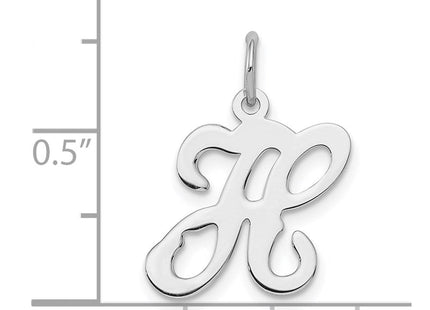 Sterling Silver Rhodium-plated Stamped Letter Initial Charm Pendant for Necklace or Bracelet (Style QC4163H)