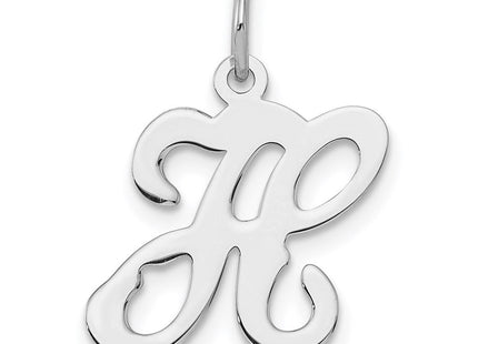 Sterling Silver Rhodium-plated Stamped Letter Initial Charm Pendant for Necklace or Bracelet (Style QC4163H)