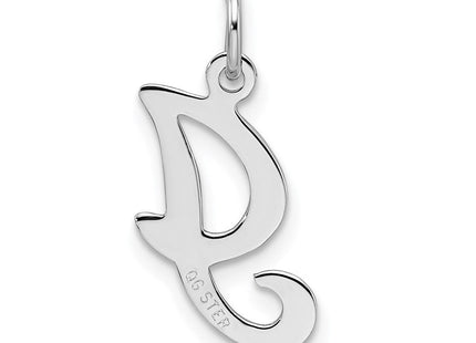 Sterling Silver Rhodium-plated Stamped Letter Initial Charm Pendant for Necklace or Bracelet (Style QC4163I)