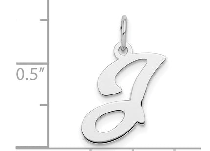 Sterling Silver Rhodium-plated Stamped Letter Initial Charm Pendant for Necklace or Bracelet (Style QC4163J)